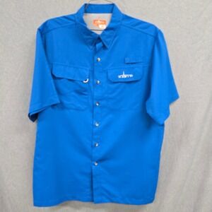 Habit Mens Blue Short Sleeve Fishing Shirt Large Ventilated UPF 40+ Button Up